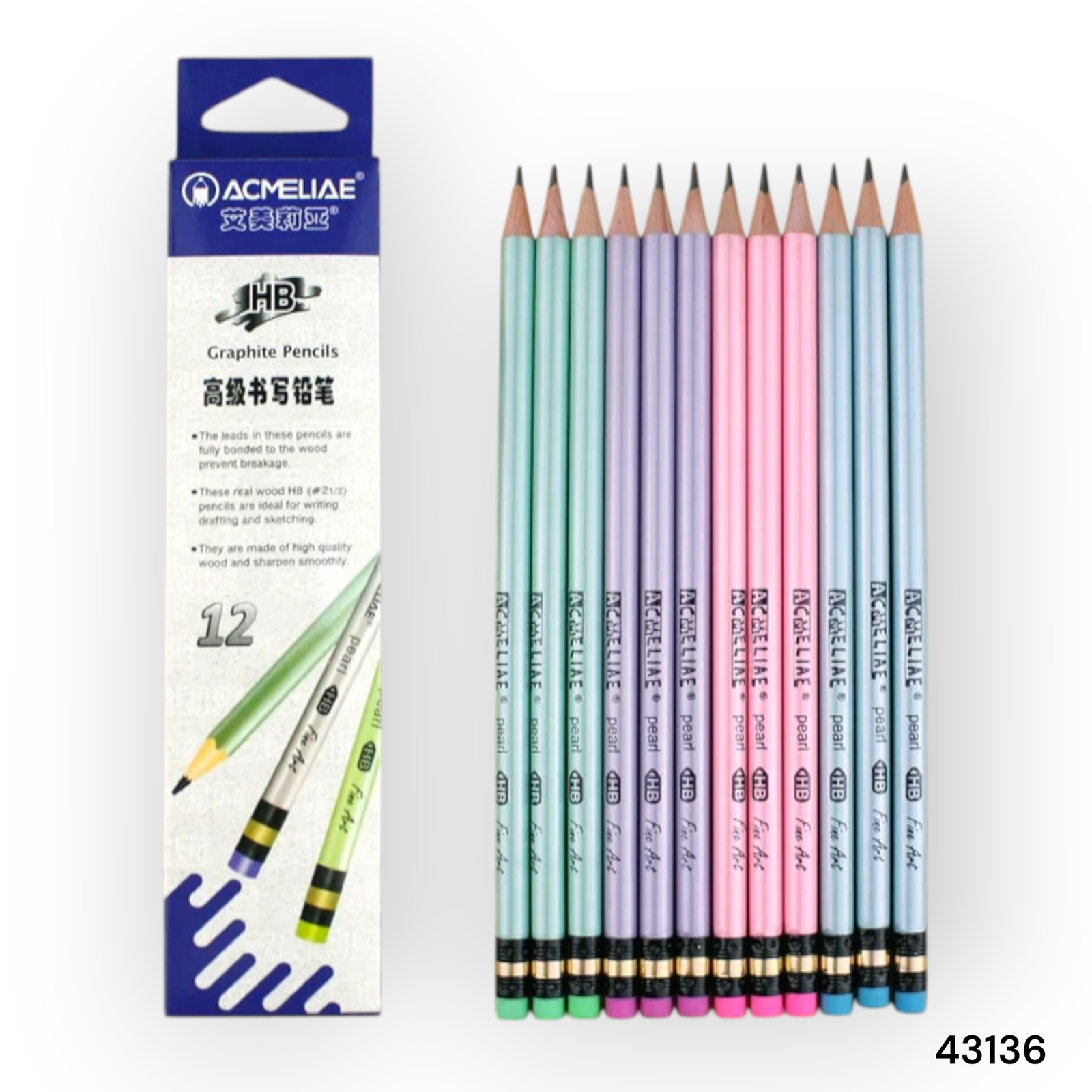 43136 12 Acmeliae (43136-HB) Graphite Pencils (12pcs) with Eraser - Image 1