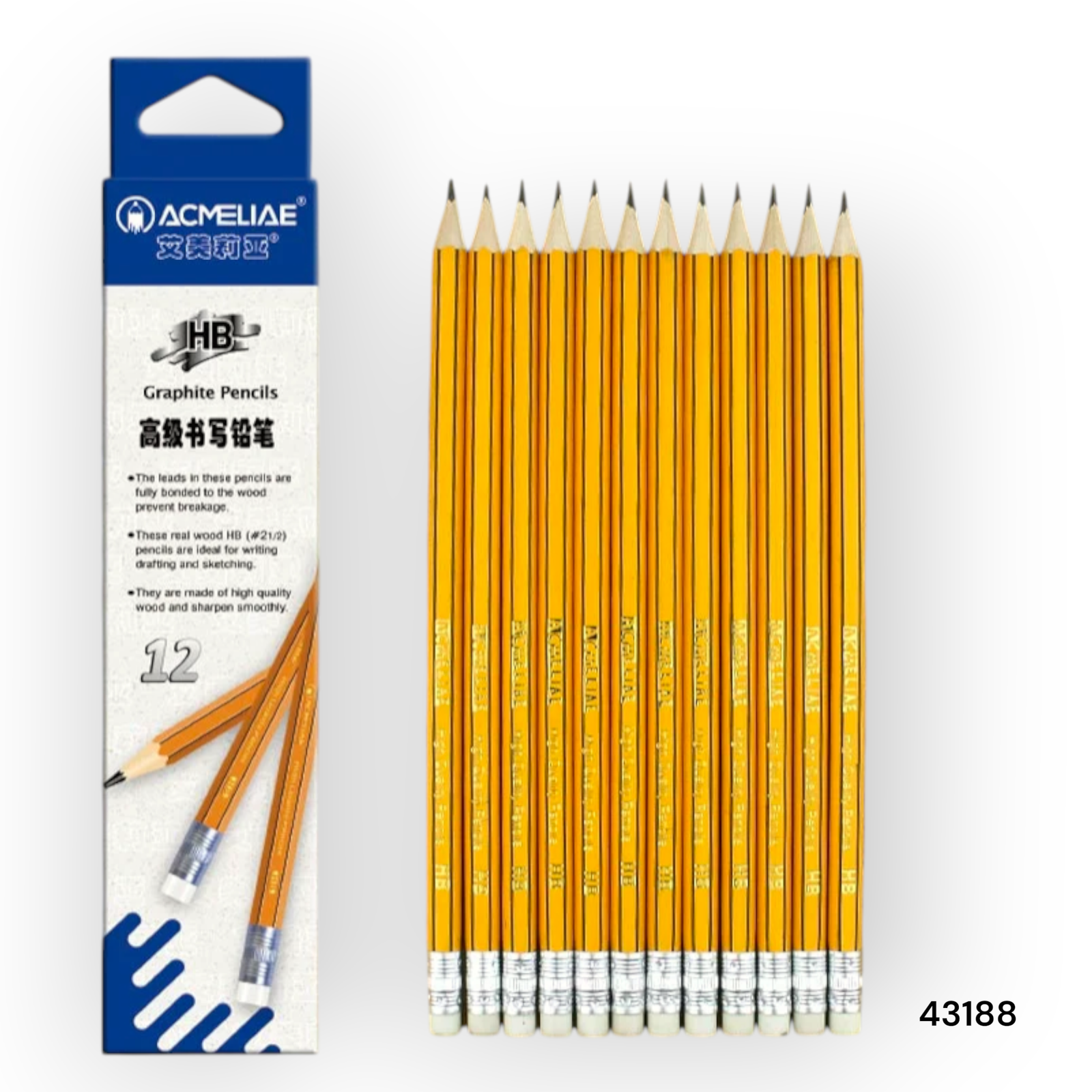 43188 12 Acmeliae (43188-HB) Graphite Pencils (12pcs) with Eraser - Image 1