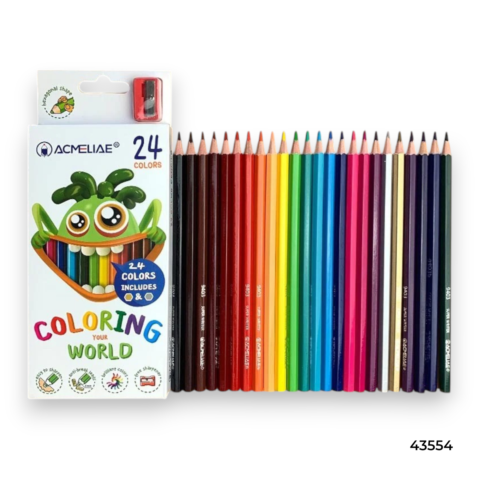 43554 f Acmeliae (43554) Color Pencils (24pcs) with Sharpener - Image 1