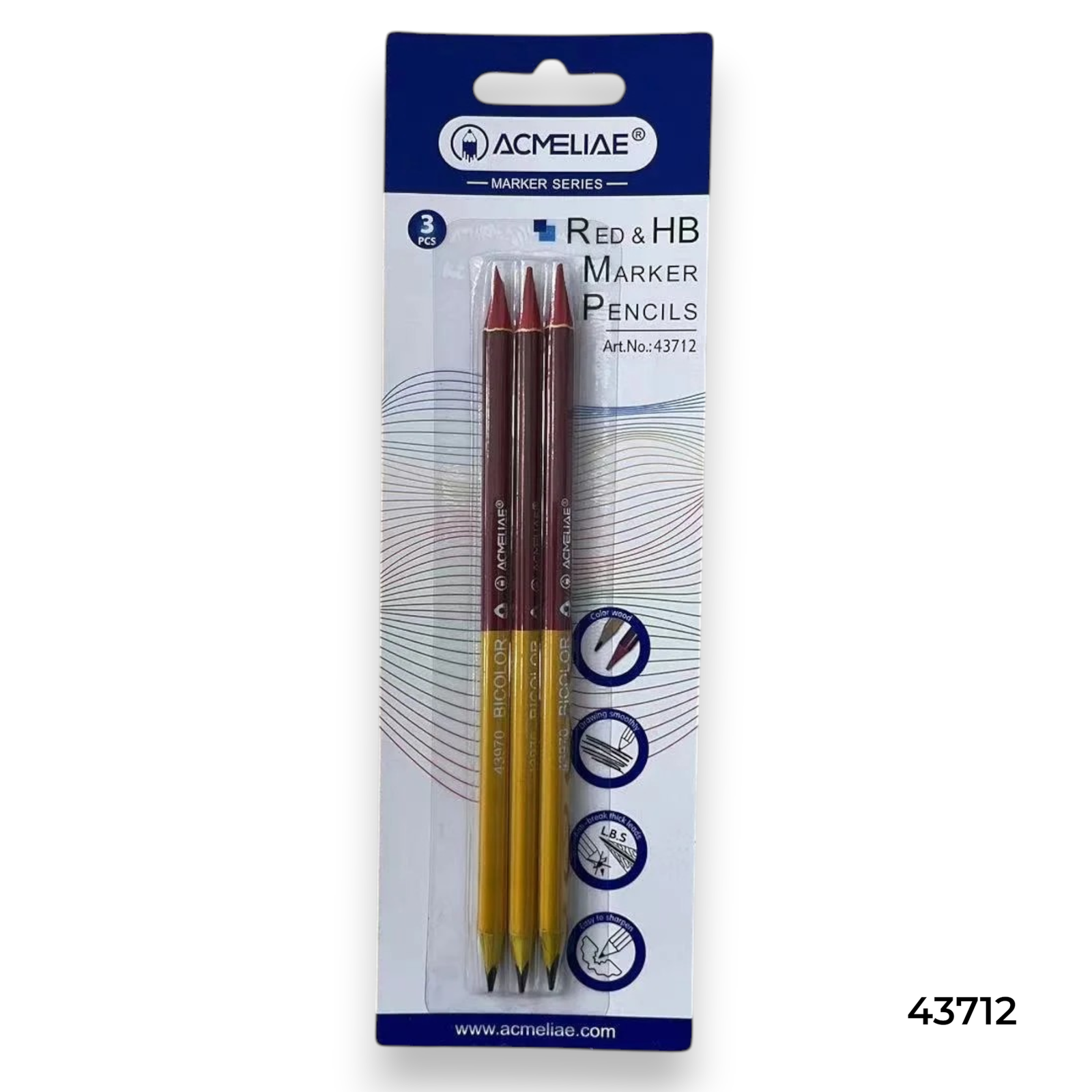 43712 d Acmeliae (43712) Craftsman Red & HB Marker Pencils (3pcs) - Image 1