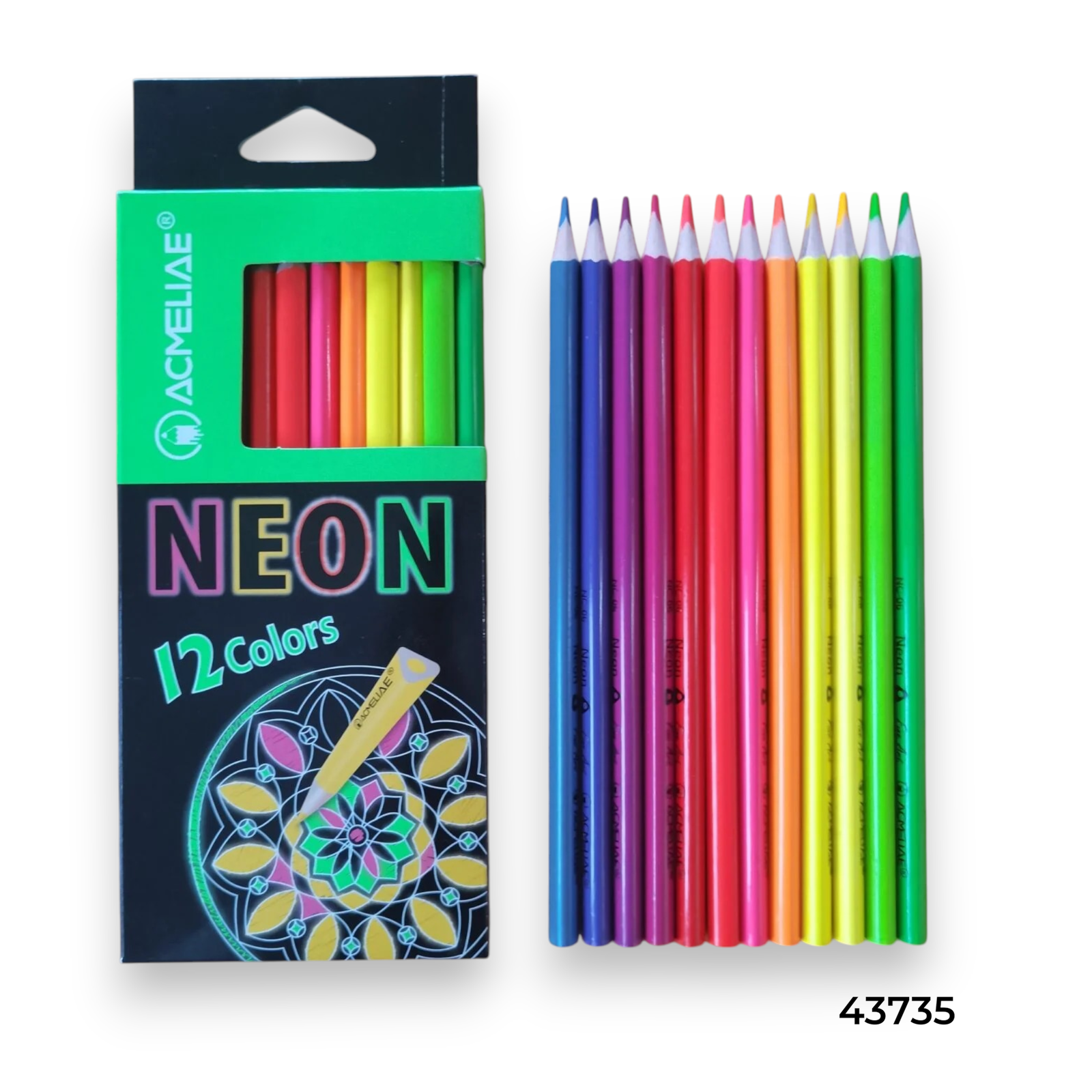 43735 qaw Acmeliae (43735) Neon Color Pencils (12pcs) - Image 1