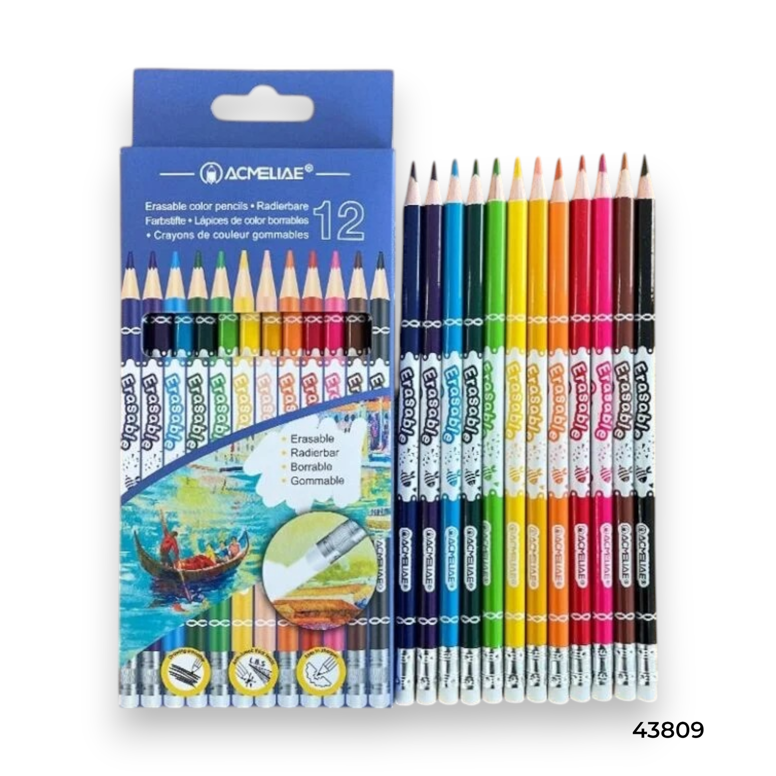 43809 12 Acmeliae (43809-HB) Graphite Pencils (12pcs) with Eraser - Image 1