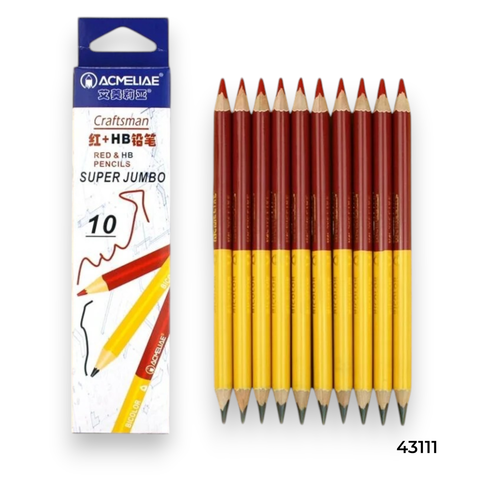 43111 d Acmeliae (43111) Craftsman Red & Blue Color Pencils (10pcs) - Image 1