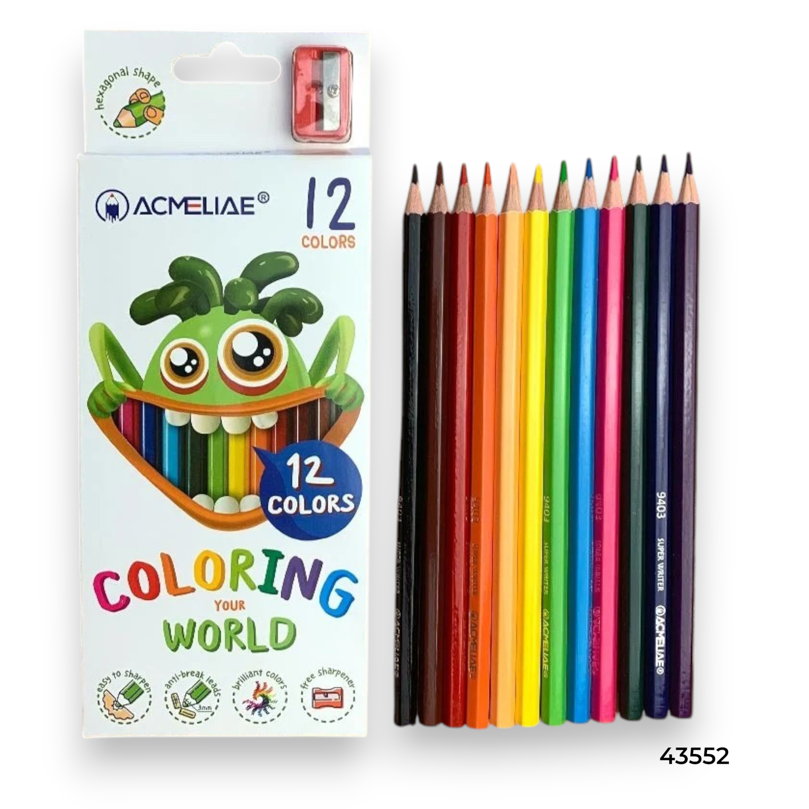 43552 1w Acmeliae (43552) Color Pencils (12pcs) with Sharpener - Image 1