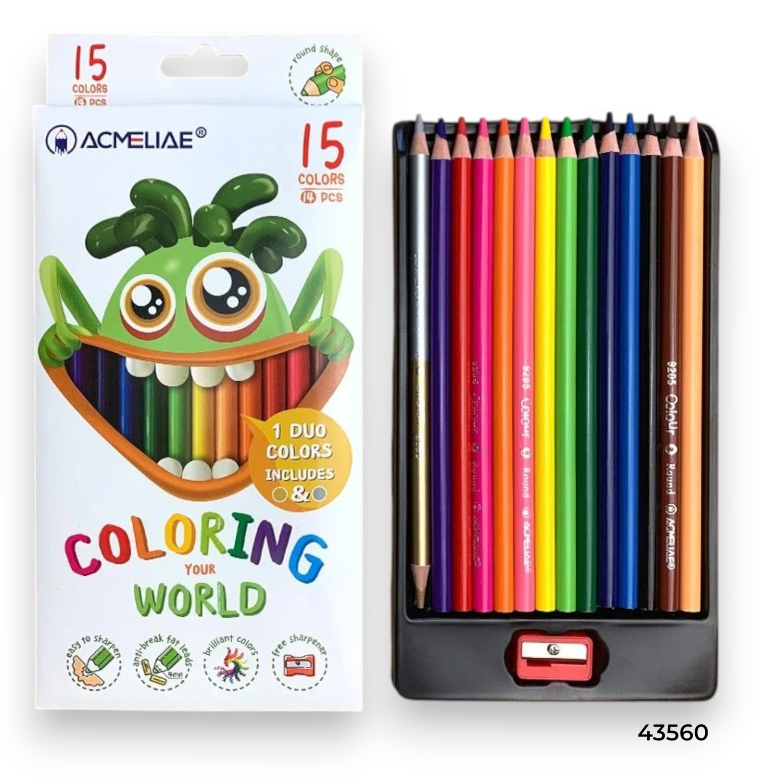43560 1w Acmeliae (43560) Color Pencils (15pcs) with Sharpener - Image 1