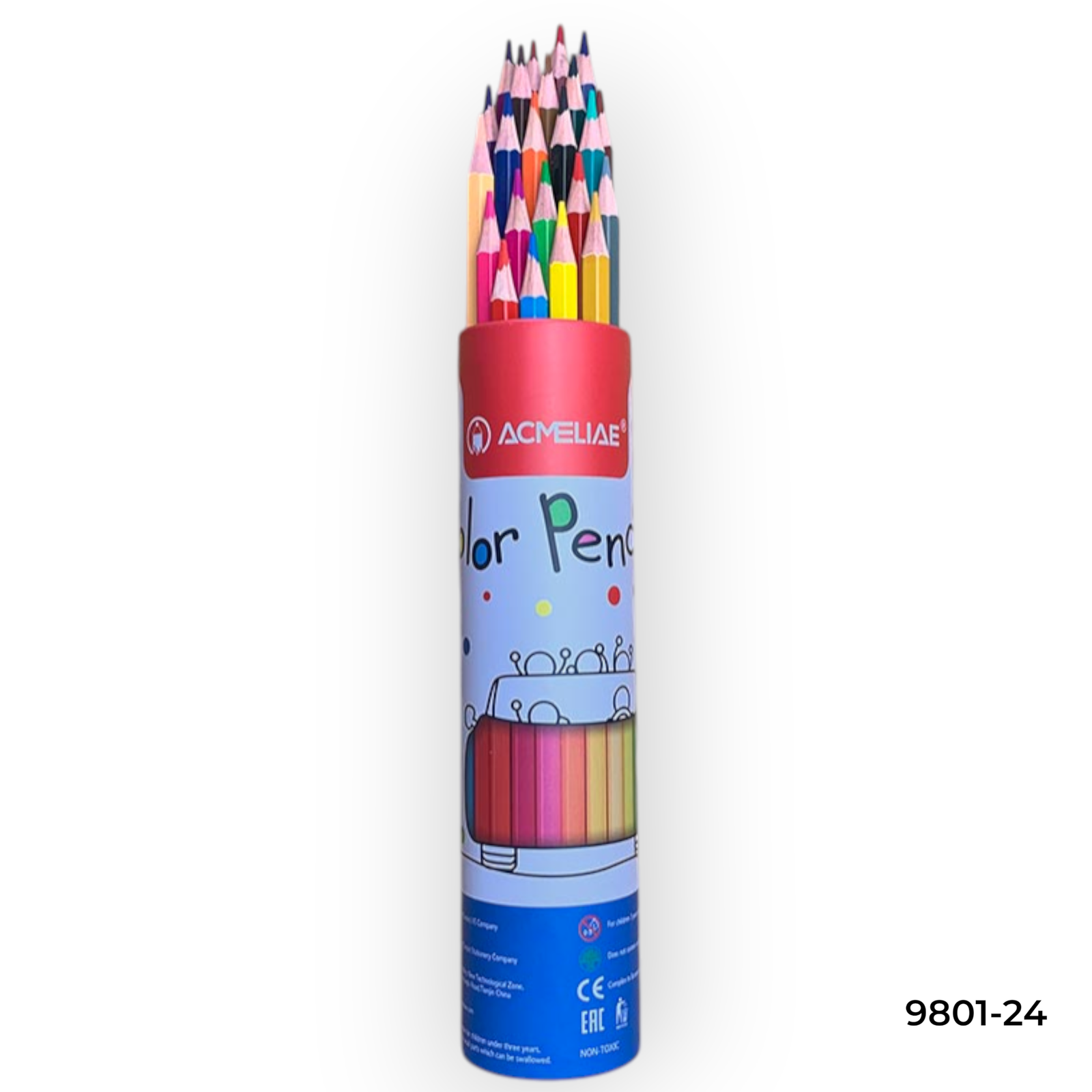 9801-24 12 Acmeliae (9801-24) Color Pencils in Metal Tube (24pcs) - Image 1