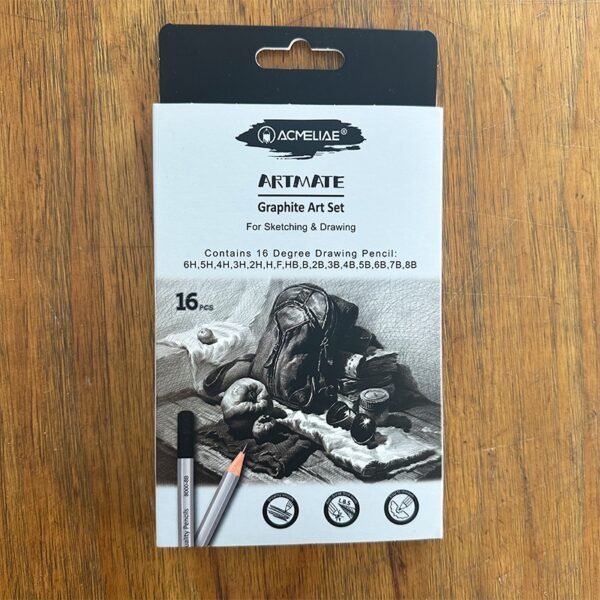 Acmeliae (43800) Graphite Art Set (16pcs -H, 2H, 3H, 4H, 5H, 6H, F, HB, B, 2B, 3B, 4B, 5B, 6B, 7B, 8B)