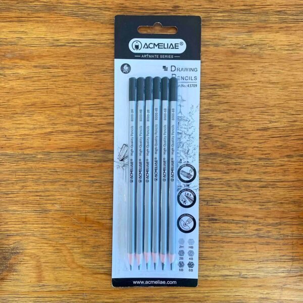 Acmeliae (43709) Drawing Pencils (6pcs - 2H, HB, 2B, 4B, 6B, 8B)